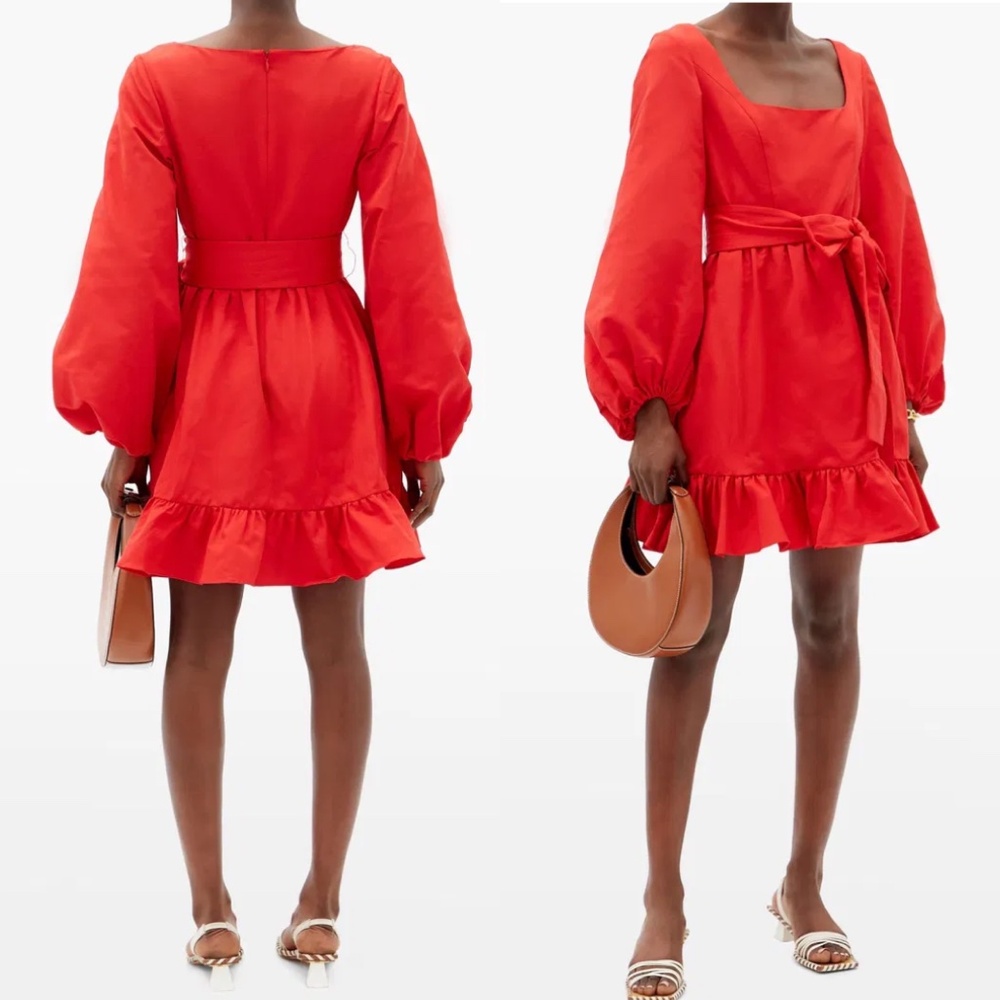 STAUD Seth ballon sleeve dress poinsettia red FINAL PRICE NO OFFERS